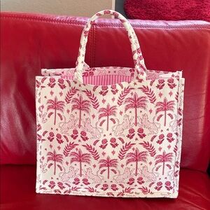 Rare Leopard EnVogue Home Tote Bag Palm Tree Toile Pink Canvas Everyday Travel